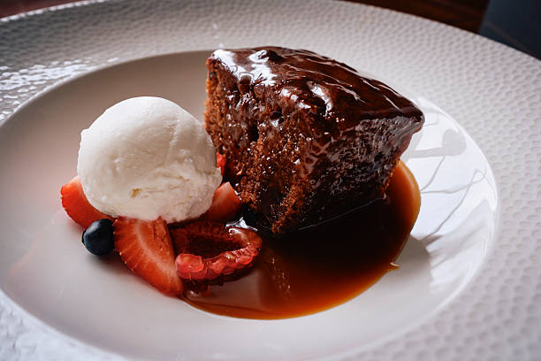 istock Sticky toffee pudding with vanilla Ice cream. 2223827294