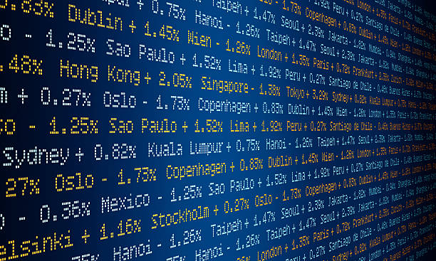 istock Global stock index ticker with price changes. 2223846082