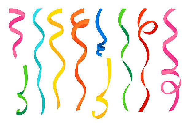 istock Hand drawn illustration of colorful curly ribbons 2223851552