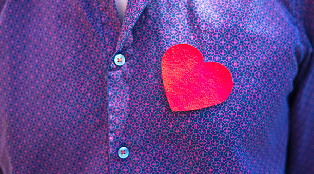 Vibrant Red Heart on Man's Shirt