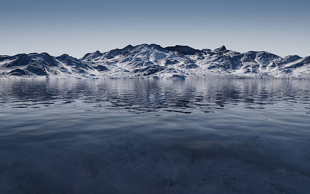 istock Lake and snow mountains, 3d rendering. 2223857848