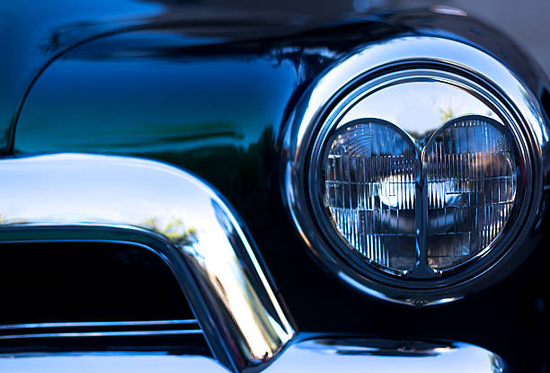 istock Vintage '50s Car Headlight, Bumper Close-Up 2223864537