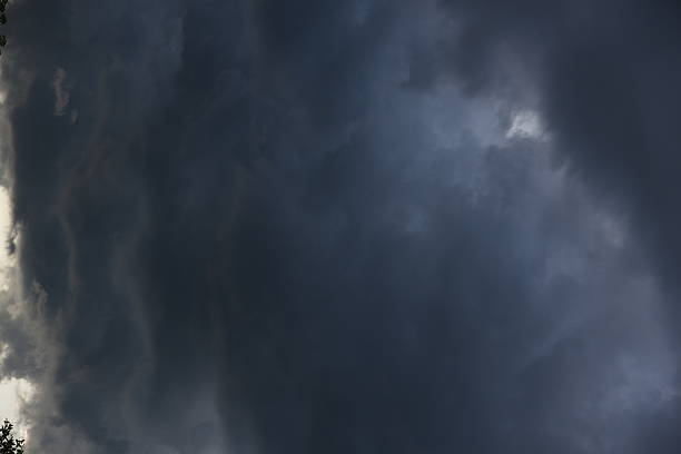 Dramatic dark storm rain clouds black sky background. Dark thunderstorm clouds rainny atmosphere. Meteorology danger windstorm disasters climate. Dark cloudscape storm disaster gloomy gray cloud sky