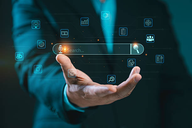 istock Search with AI Assistant; SEO Search Engine Optimization Concept. AI SEO icons on websites to rank search engines or perform SEO. search on screen. Artificial Intelligence data technology 2223873742