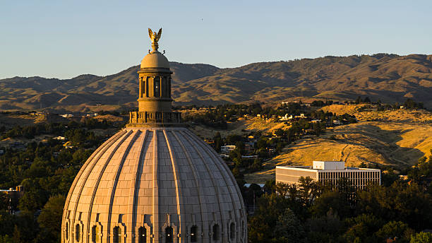 istock Monumental Idaho State Capitol dome topped with eagle statue in Boise at sunset. 2223877540
