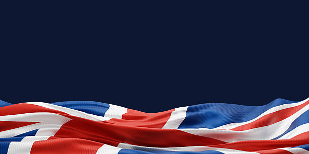 istock United kingdom or england flag on dark blue background with copy space 3D render 2223878776