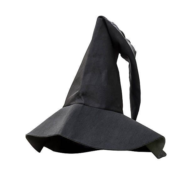 istock Halloween witch magic wizard hat in black isolated on white background with clipping path for Autumn seasonal festive holiday evil sorcerer alchemist costume dress 2223880176