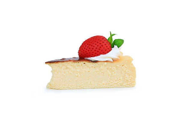 istock Strawberry cake with cream topped isolated on white background. 2223886375