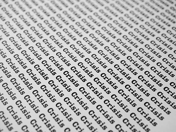 istock Words Crisis Seamless print on paper for business background. 2223895021