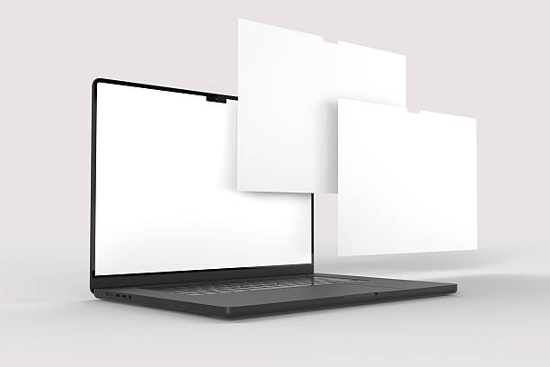 istock Modern Laptop Screen Website Mockup. Showcase websites, apps, or browser interfaces. Blank frame, isolated on white. Perfect for homepage, presentation, business layout for responsive design preview 2223896960