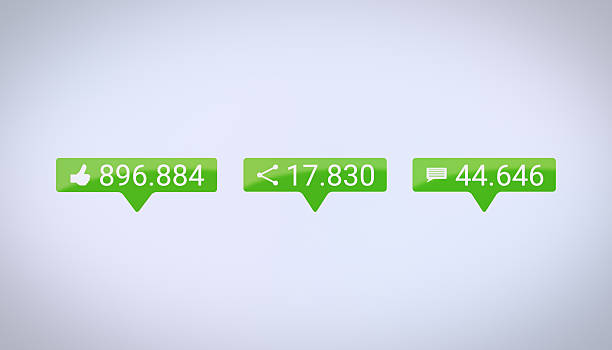 istock Illustration of buttons with Like, Share and Comments and increasing numbers. 2223899361
