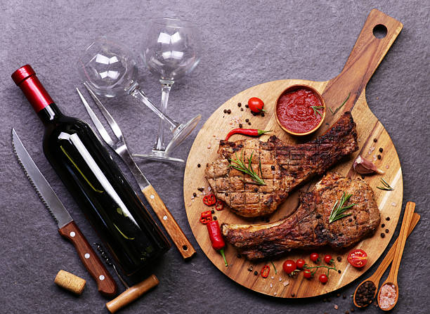 istock Pork steak with red wine sauce and spices with vegetables 2223906160