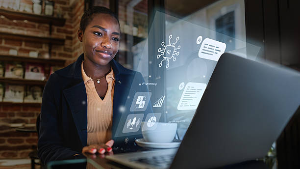 istock Tech-savvy woman working on programming tasks in a cozy cafe during the afternoon 2223908605