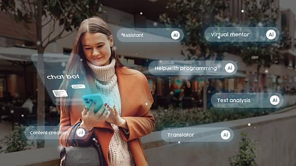 istock Young woman engaging with AI chatbot on smartphone in urban setting while smiling and exploring technology options for assistance 2223908606