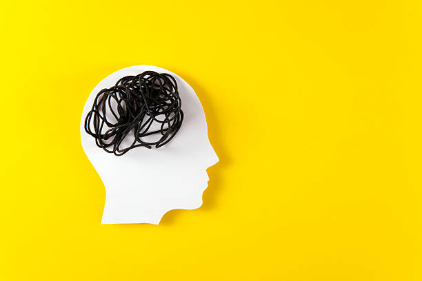 Human head with rope as a brain for Mental health concept