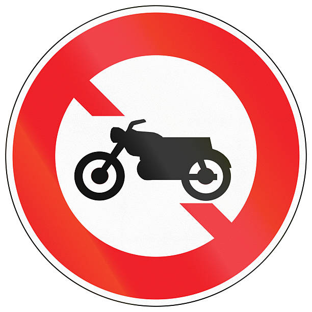 istock Regulatory road sign in Cambodia - No entry for motorcycle 2223913566