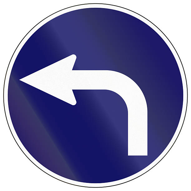 istock Regulatory road sign in Cambodia - Turn left ahead 2223913569