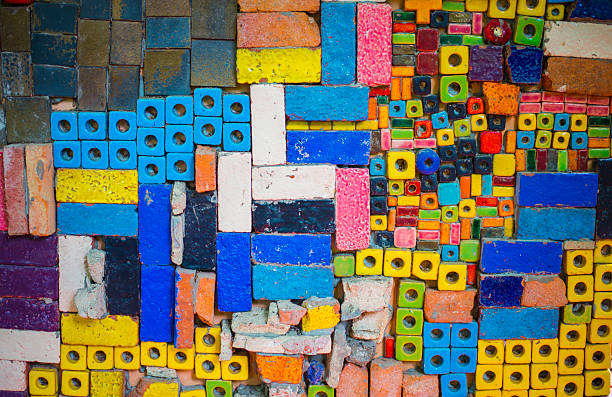Colorful brick wall background and texture. Abstract background and texture for design.