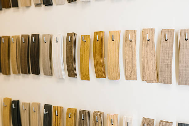 istock Variety of wood veneer samples on display in various shades and textures 2223937221