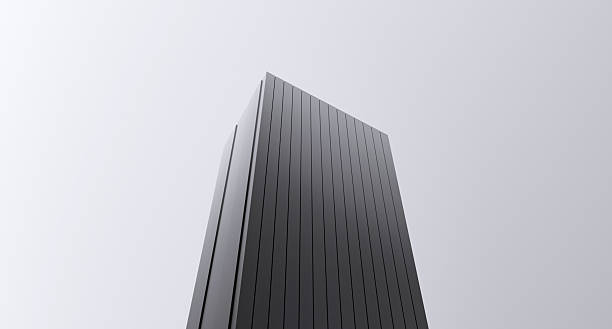 istock A tall Sci-Fi skyscraper, dark future minimalist architecture on the horizon of an overcast sky. Dark concrete high-rise building,wallpaper.3D render 2223939514
