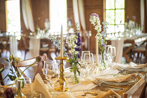 istock Floral wedding decoration table with candles 2223941975