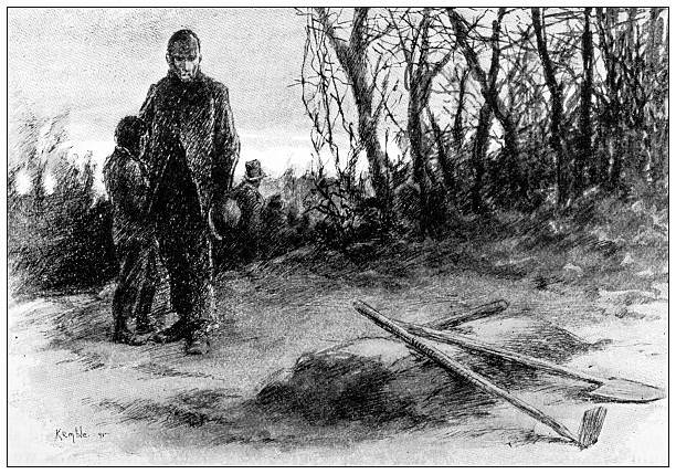 Antique magazine image: Burial