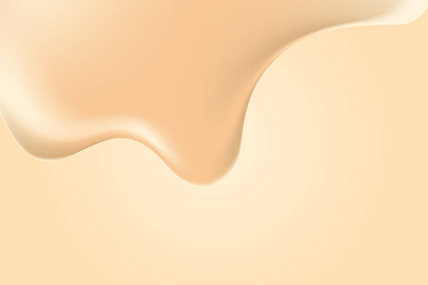 istock Abstract light beige liquid cosmetic cream or serum melting texture background with copy space. Fluid suntan wallpaper, smooth collagen splatter backdrop. Beauty presentation, banner 2223944737