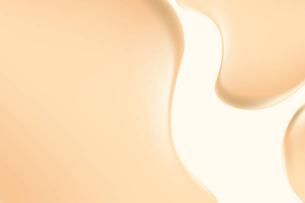 istock Abstract nude beige liquid cosmetic cream or serum background with copy space. Fluid foundation texture wallpaper, smooth collagen splatter backdrop. Beauty product presentation, promotion, banner 2223945690