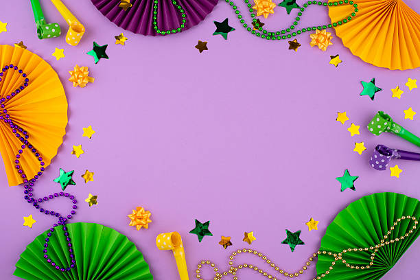 istock Vibrant Mardi Gras background with mask, beads, and festive decorations 2223955124