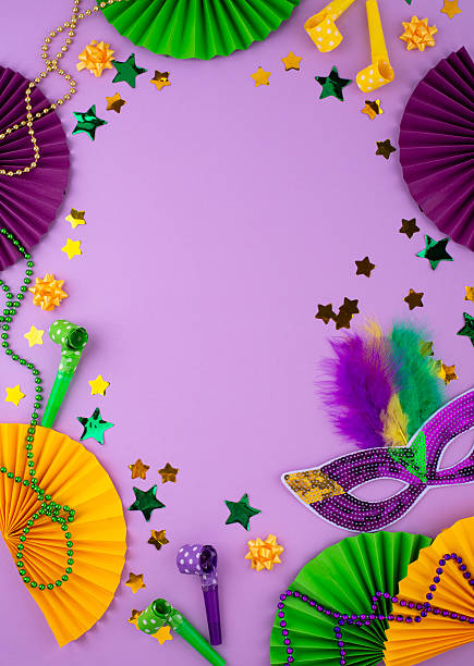 istock Vibrant Mardi Gras background with mask, beads, and festive decorations 2223955148
