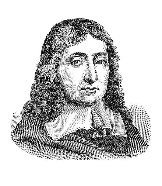 John Milton, 1608-1674, English poet and intellectual, author of the epic poem Paradise Lost. A central figure in English literature known for his religious and political writings. Old vintage illustration, 1899.