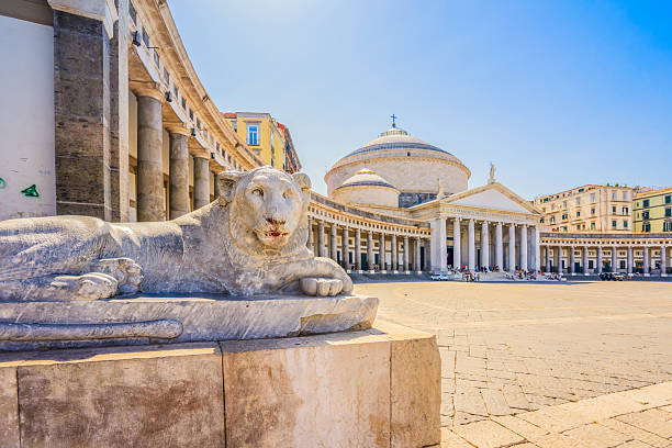 view of famous Piazza del Plebiscito, Naples Italy