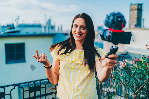 istock Smiling woman vlogging from Budapest 2223962789