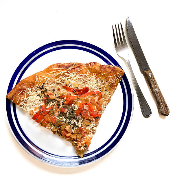 High angle view of slice of pizza made at home in the kitchen  ready to eat for lunch