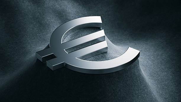istock 3D illustration Metallic Euro Sign on Black Luxury Fabric 2223967778
