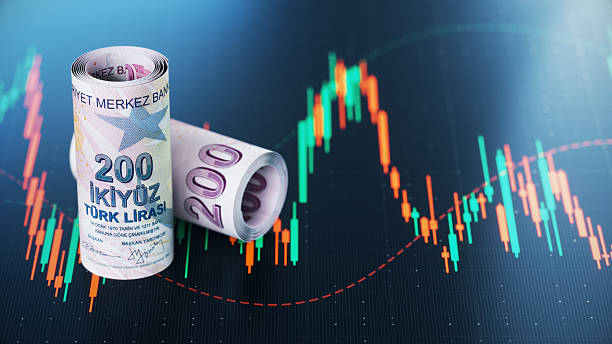 istock 200 Turkish Lira Bills and Financial Chart Background 2223974520