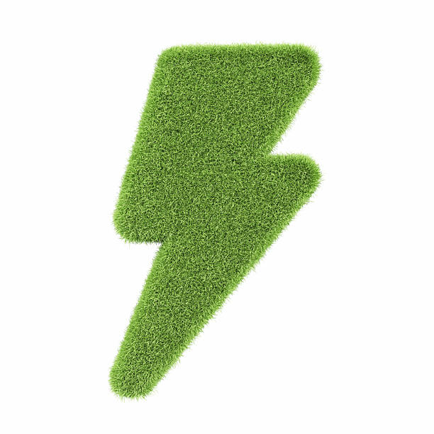 istock Lightning Symbol Made of Green Grass on Isolated White Background - Object Clipping Path 2223975874