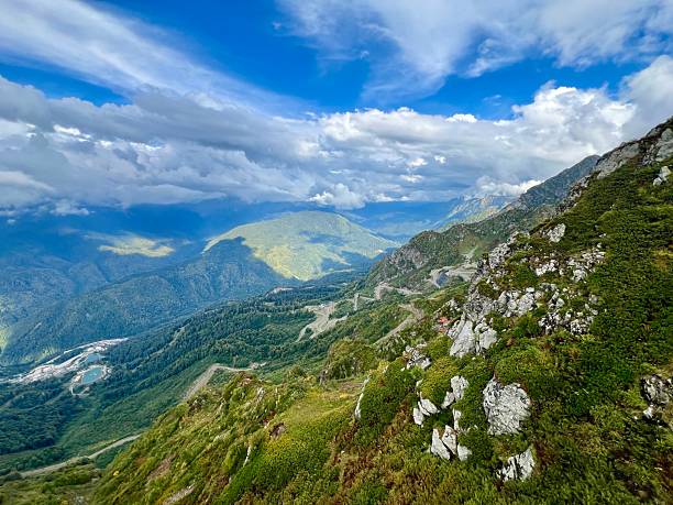 landscape with mountains and clouds
