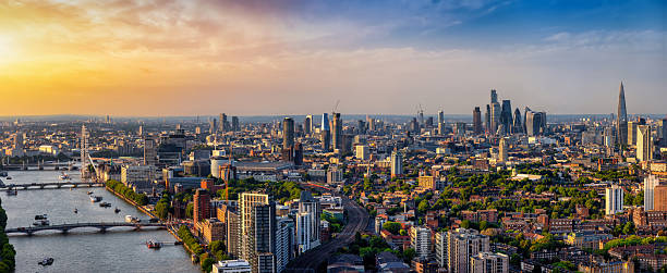 istock Panoramic landscape view of the London skyline during summer sunset time 2223979231