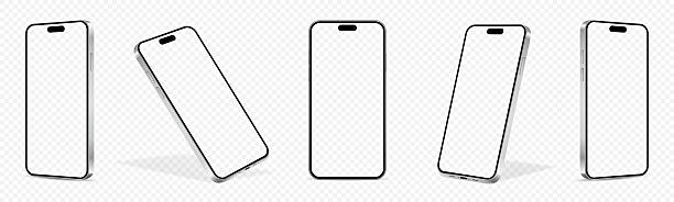 istock Realistic smartphone mockup. Mobile phone with transparent screen in different positions isolated on transparent background. 2223989001