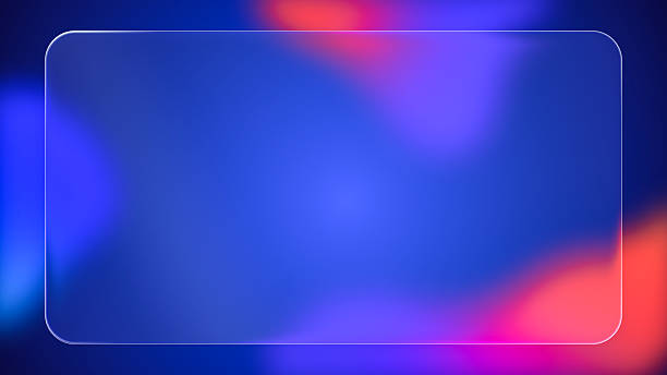 istock Transparent rounded rectangle liquid glass frame background, realistic glassmorphism user interface, abstract empty frosted plate on blue fluid gradient backdrop, blurred UI design illustration 2223998208