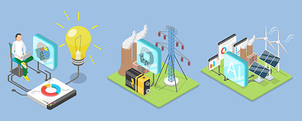 istock 3D Isometric Flat Vector Illustration of Artificial Intelligence In Energy Production 2223999776