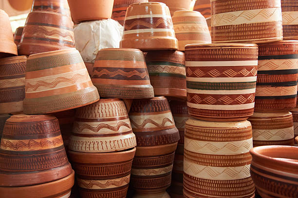 istock Ceramic pottery pots with different designs stacked, in Raquira, Colombia 2224011509