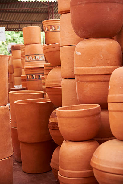 istock Ceramic pottery pots with different designs stacked, in Raquira, Colombia 2224011576