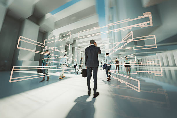istock Businessman standing in futuristic corridor 2224014981