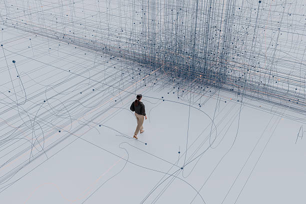 istock Woman walking in abstract environment 2224015043