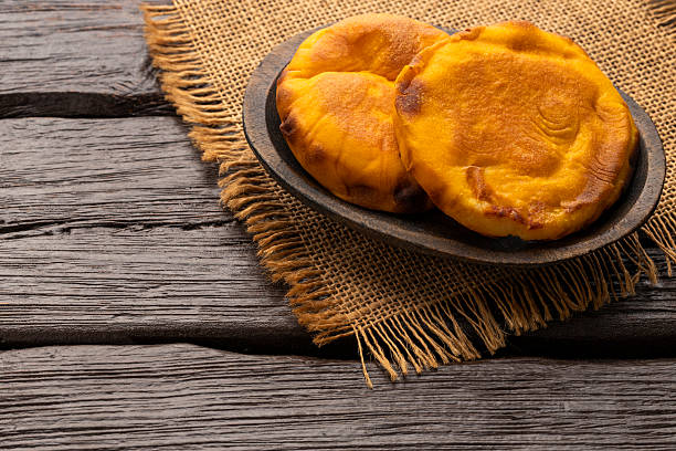 Delicious arepas boyacense served on a traditional Colombian table