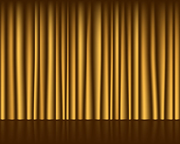 istock Elegant gold curtain backdrop. Stage or theater setting, suitable for presentations, events, or backgrounds. Luxury, rich, and versatile texture. 2224019676