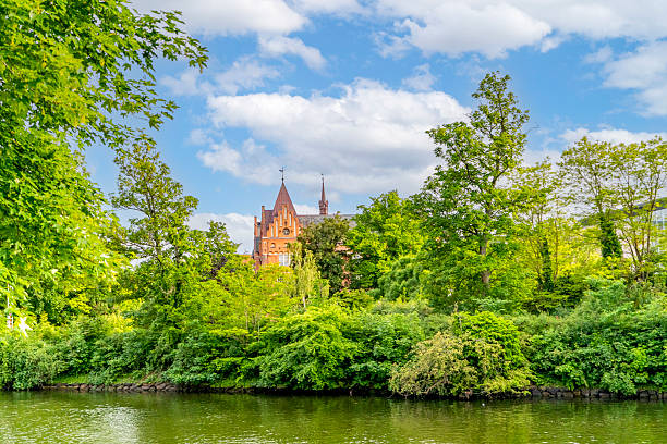 Malmo City Library historic architecture surrounded by nature