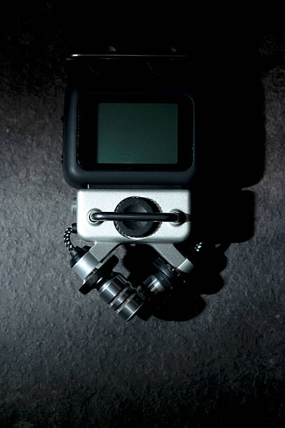 istock Handy recorder device on a black background. Top view 2224029796